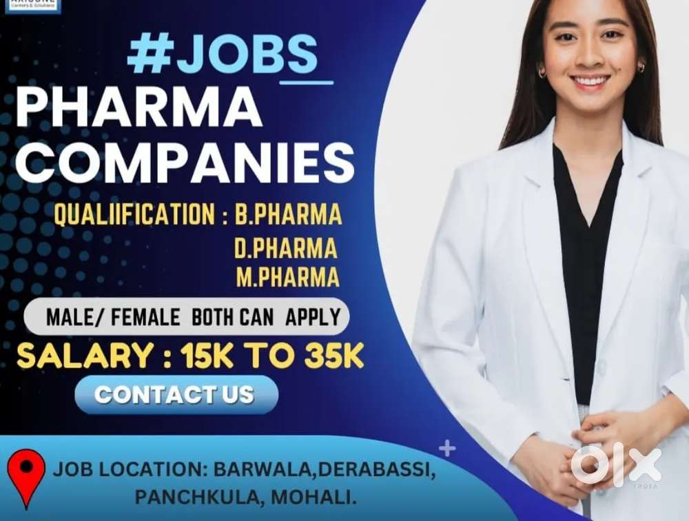 M pharma,B pharma,D pharma job in manufacturing unit