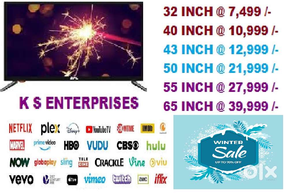 WINTER AMAZING SALE 40 INCHES  SMART, 4K UHD LED TV IN 10,999 ONLY.