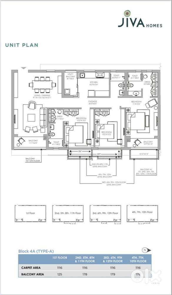 3BHK Unfurnished Flat for Sale in PS Jiva, Kolkata