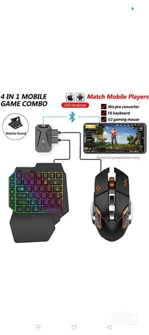 Confiavel Bluetooth Gaming Keyboard Mouse 4 in 1 Mobile Game Combo Set