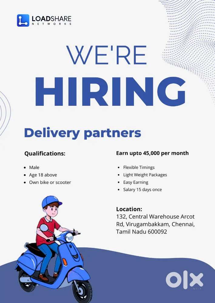WANTED DELEVERY PARTNERS!!! EARN UPTO ₹2000 PER DAY
