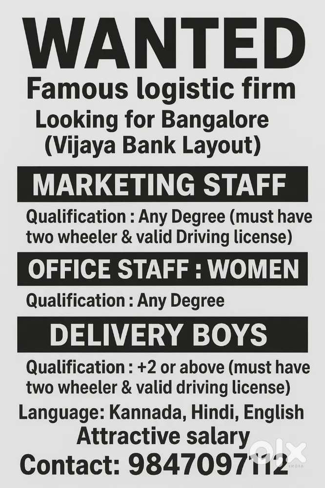 Wanted Marketing Staff