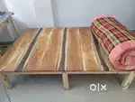 Wooden bed + Amazon clothe hanger + wooden table all together
