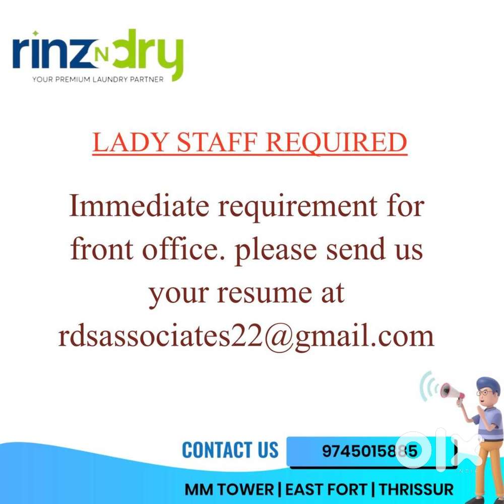 Required Lady staff for a laundry shop