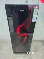 Haier single door black colour flower design steel finish model fridge