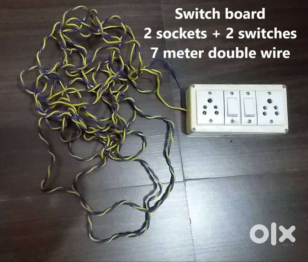 Box switch boards. Extension cords wires plugs
