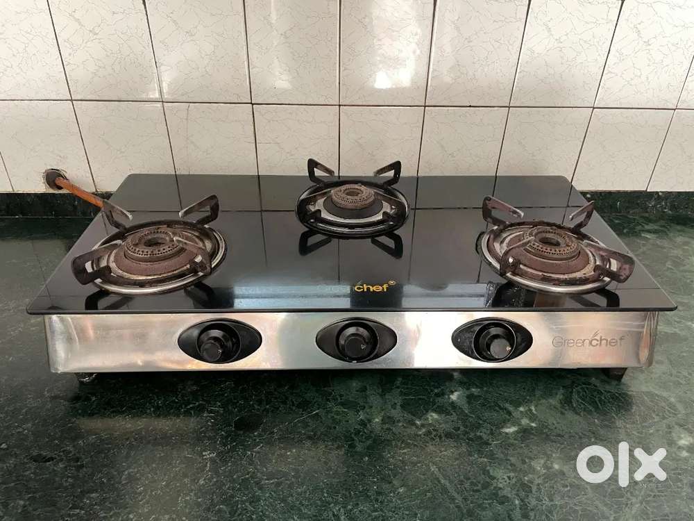 3 BURNER GLASS TOP GAS STOVE