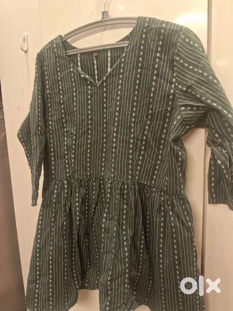 Stylish Dark Green Peplum Kurti / Tunic Top - XXL Size (Like New!)