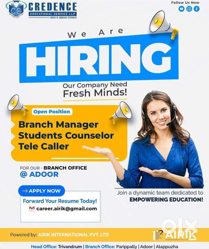 Hiring Branch Managers and Student Counselor