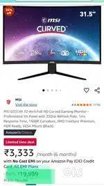 1 week old MSI G32C4X 32-Inch Full HD Curved Gaming Monitor