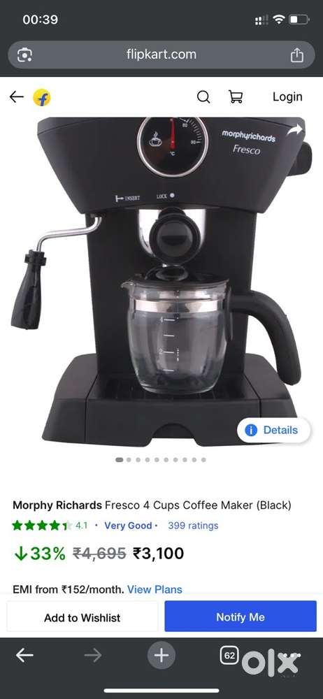 Morphy Richards Fresco Coffee Maker (Black)