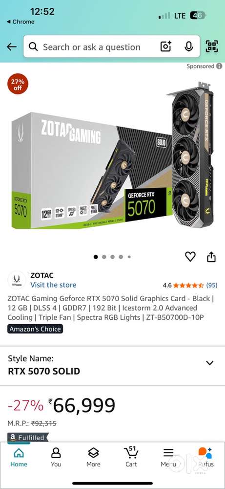 Zotac gaming geforce Rtx5070 graphic card unused