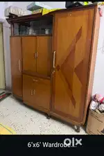 Teak wood sofa, 32 LED TV, Wooden Wardrobe&mattress,fan, Faber Chimney