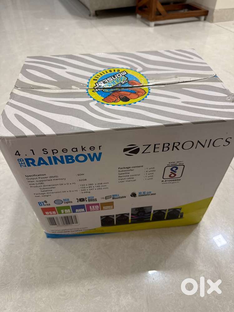 Zebronics 4.1 speaker rainbow - brand new