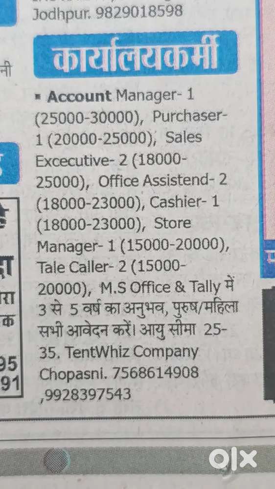 Back office and Cashier