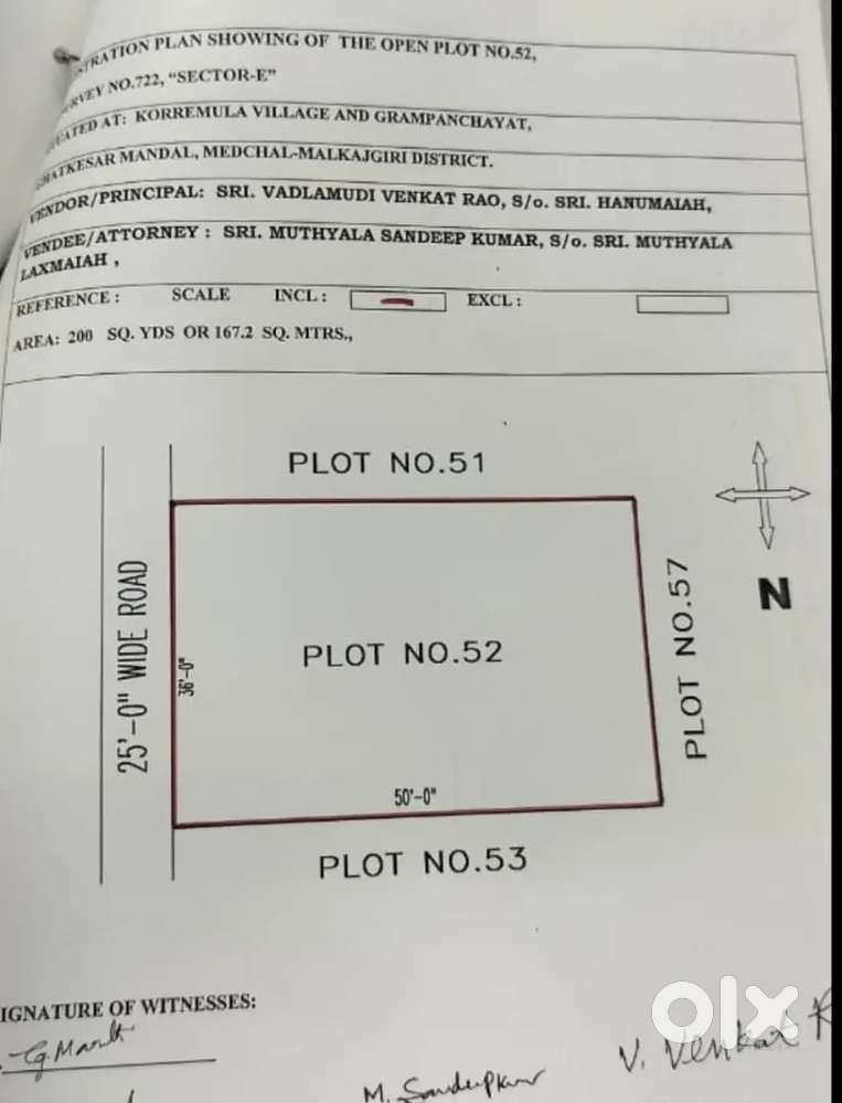 Open plot for sale in Narapally 200 Sq yards East facing 39k per sq