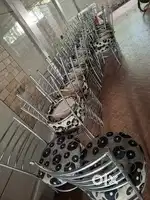36pcs of steel chairs and 8 wooden with steel tables