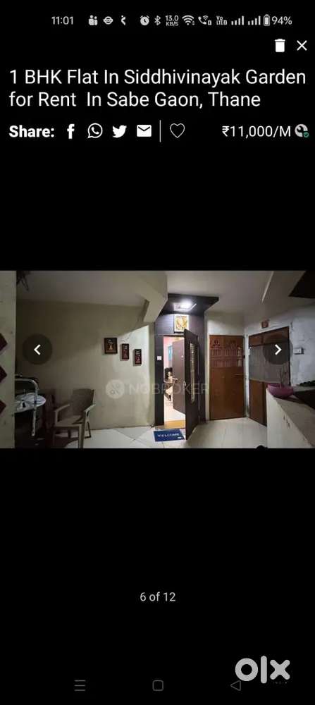 Rent 11k 1bhk 600sq feet loction diva east