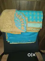 Elegant Refurbished Blue Saree With Blouse  - Single Use