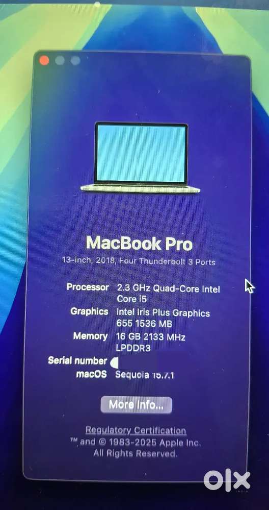 MacBook Pro 13(2018)i5 Quad Core16GB512GBBattery 89% 303 cycles