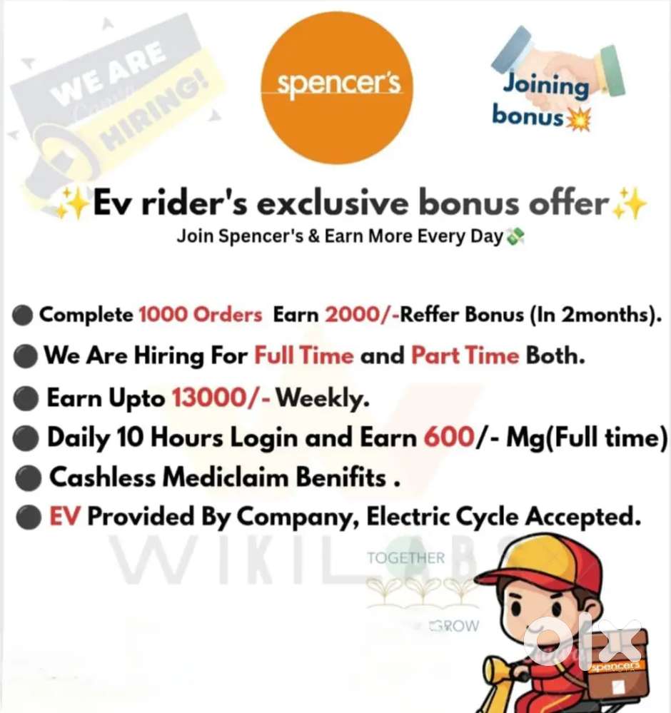 We are hiring for Spencer delivery job .