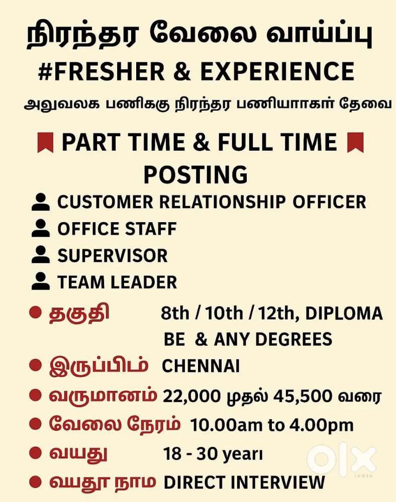 PERMANENT JOB VECANCY AVAILABLE