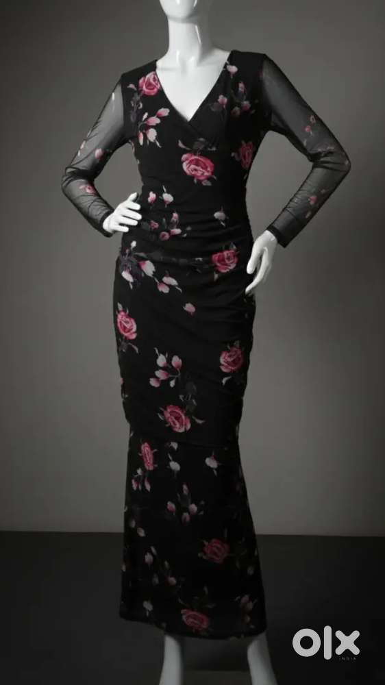 Black floral dress one piece at just ₹1999 ( made by me)