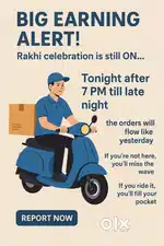 We are hiring for delivery rider for delivery boy