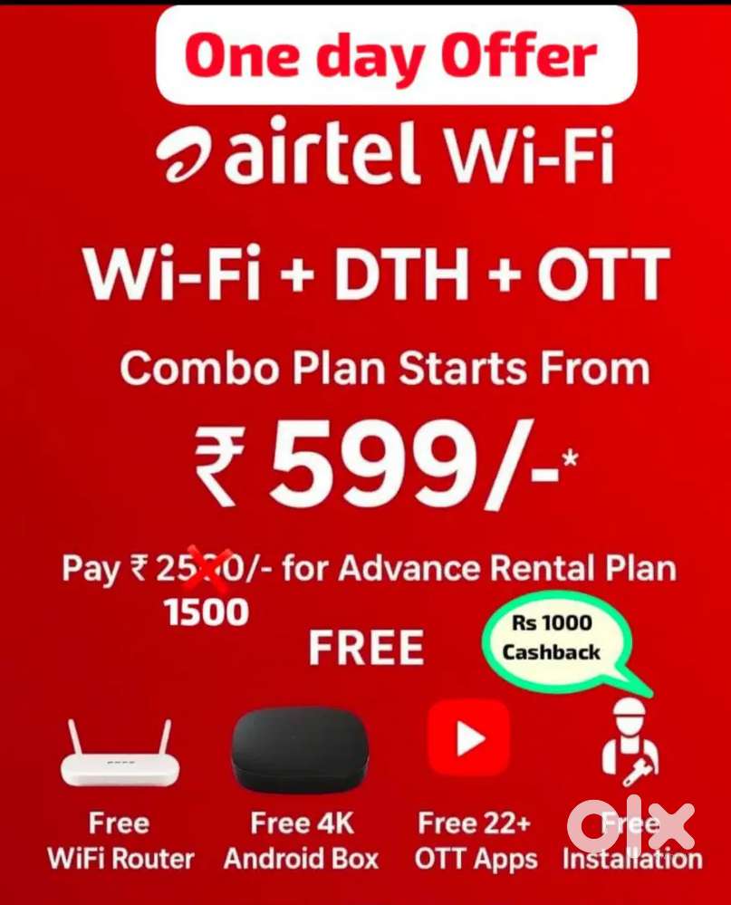 Airtel wifi and tv and otts and landline just plan at 599 only