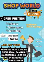 Delivery, office staff, Marketing (Part Time, Full Time Job)