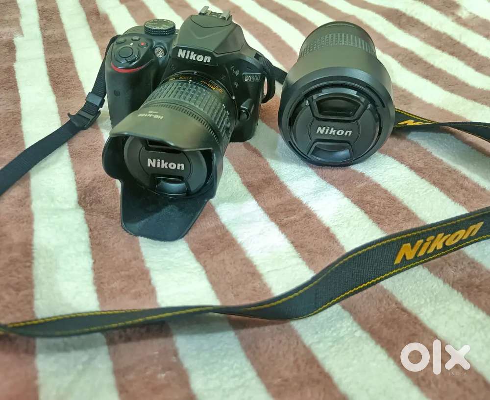 Nikon D3400 DSLR camera with dual lens for sale in very good condition