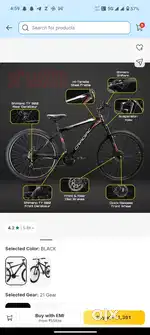 XPLORER 29 SHIMANO 21 GEAR BLACK 29 T inch Mountain Cycle 21 GearBlack