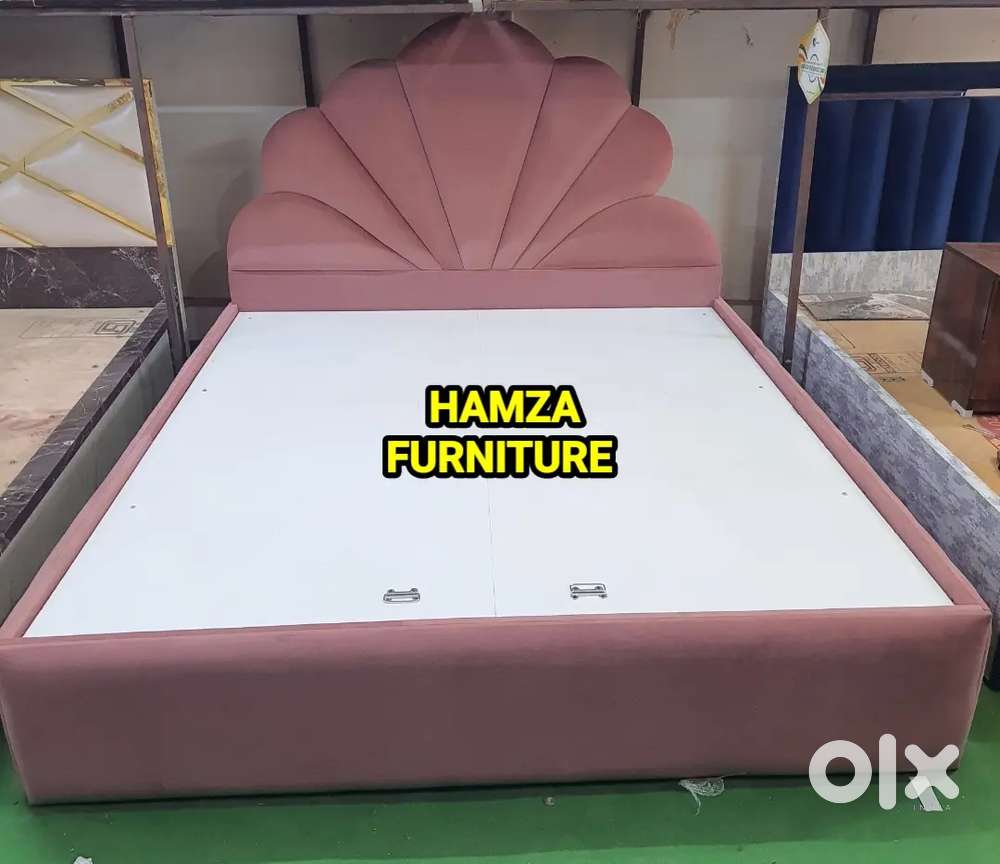 HAMZA FURNITURE New designer king Plywood Bed Bajaj finance available