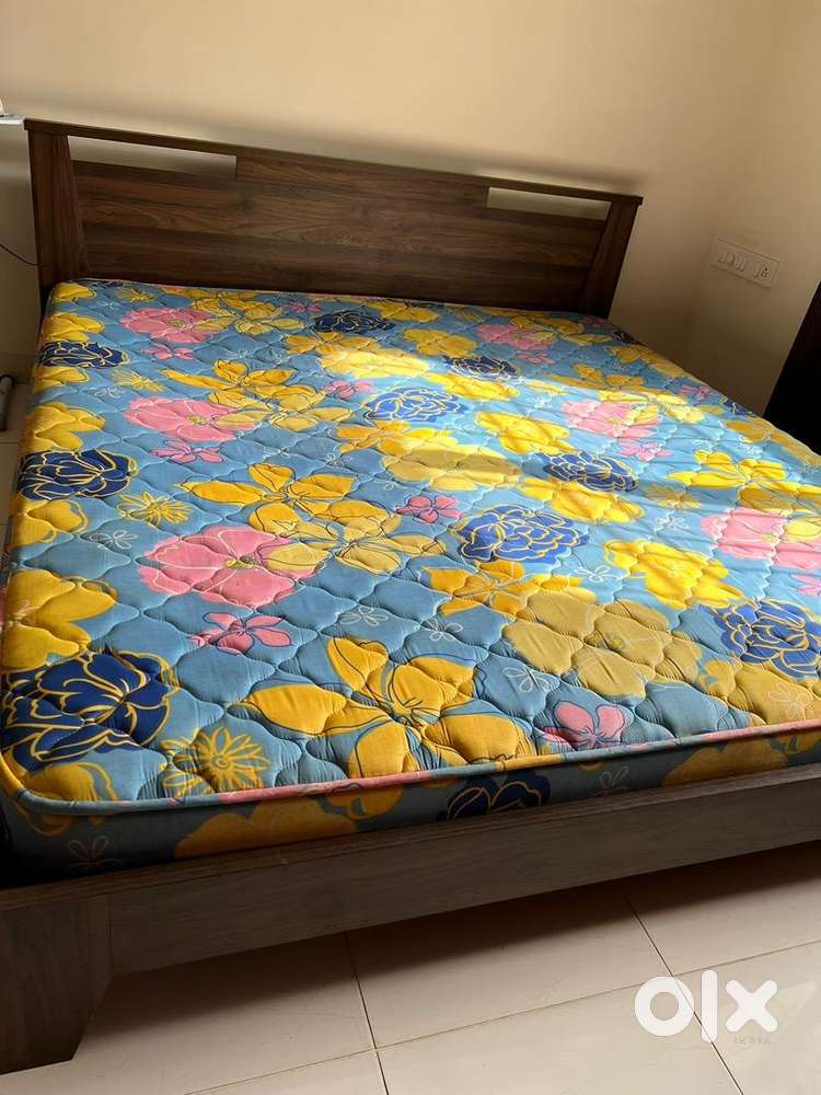Urban Ladder UL (Walnut Finish - King Bed Size) and Sleepwell Mattress