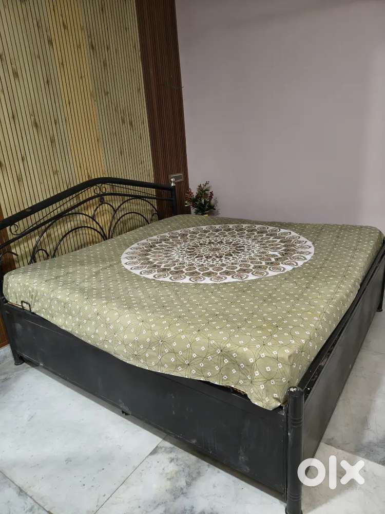 Metal Diwan Bed with Hydraulic Storage