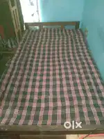 Big size wooden bed with mattres, 1 wooden table , 1 wooden alna