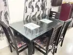 4-Seater Glass Top Dining Table Wooden Chairs Excellent Condition