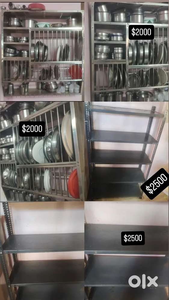 Household Storage Racks & Furniture – Steel Cot, Wooden Table, Racks
