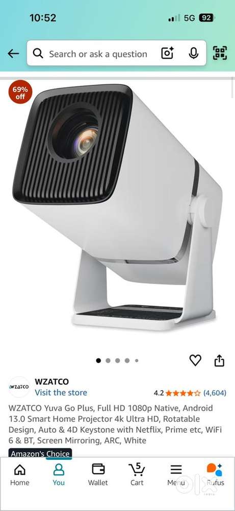 WATCO Yuva Go Plus, Smart Home Projector