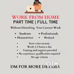 WORK FROM HOME  (STUDENTS HOUSEWIFE ANY JOB SEARCH PERSON)