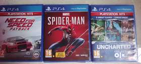 1.Spider man ( Rs.1500 )2.Uncharted series.  ( Rs.500 )Part 1 Part 2Part 33.Need for speed ( payback...