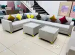 L shape sofa set with beautiful white colour and pillows
