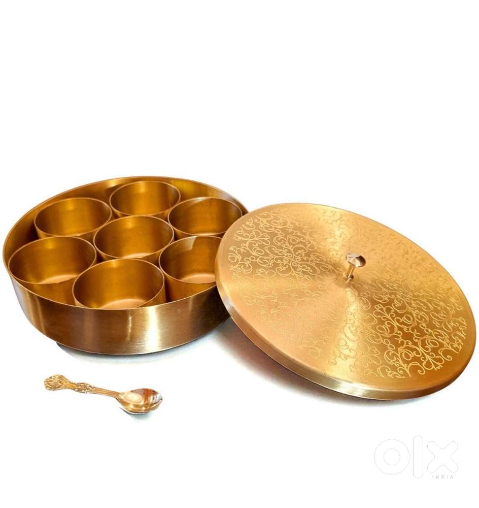 Iron Spice box with brass plated