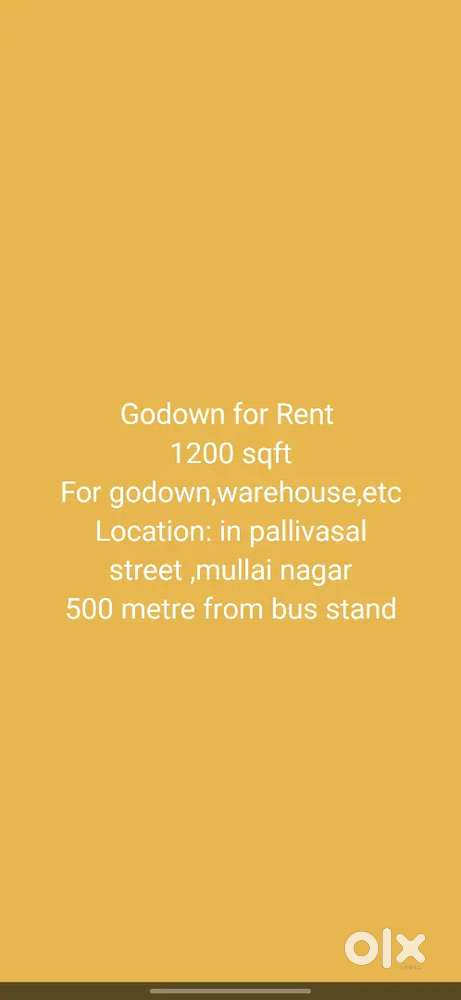 1200 sft godown for Rent