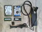 2 hdd both 500 gb, 2 4gb ram, 1 4gb sony memory card, 1 laptop charger