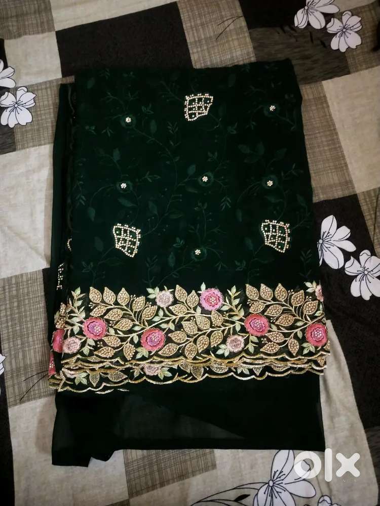 Embroidery Geoggerate 5 Meter New Sari with Blouse peticot 3 Hours Use