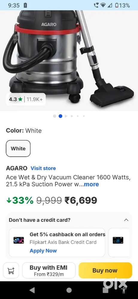 Agaro vacuum cleaner for wet and dry