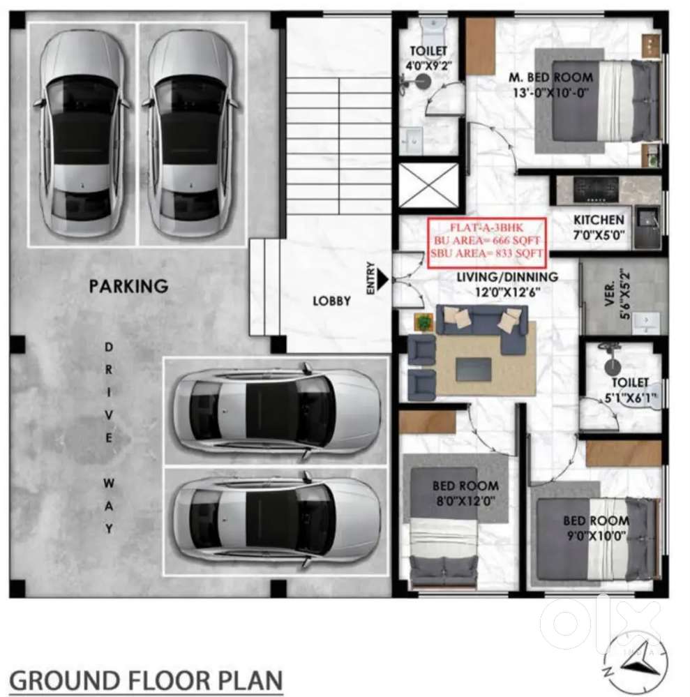 3 BHK FLAT AVAILABLE FOR SALE AT GEETAMANDIR