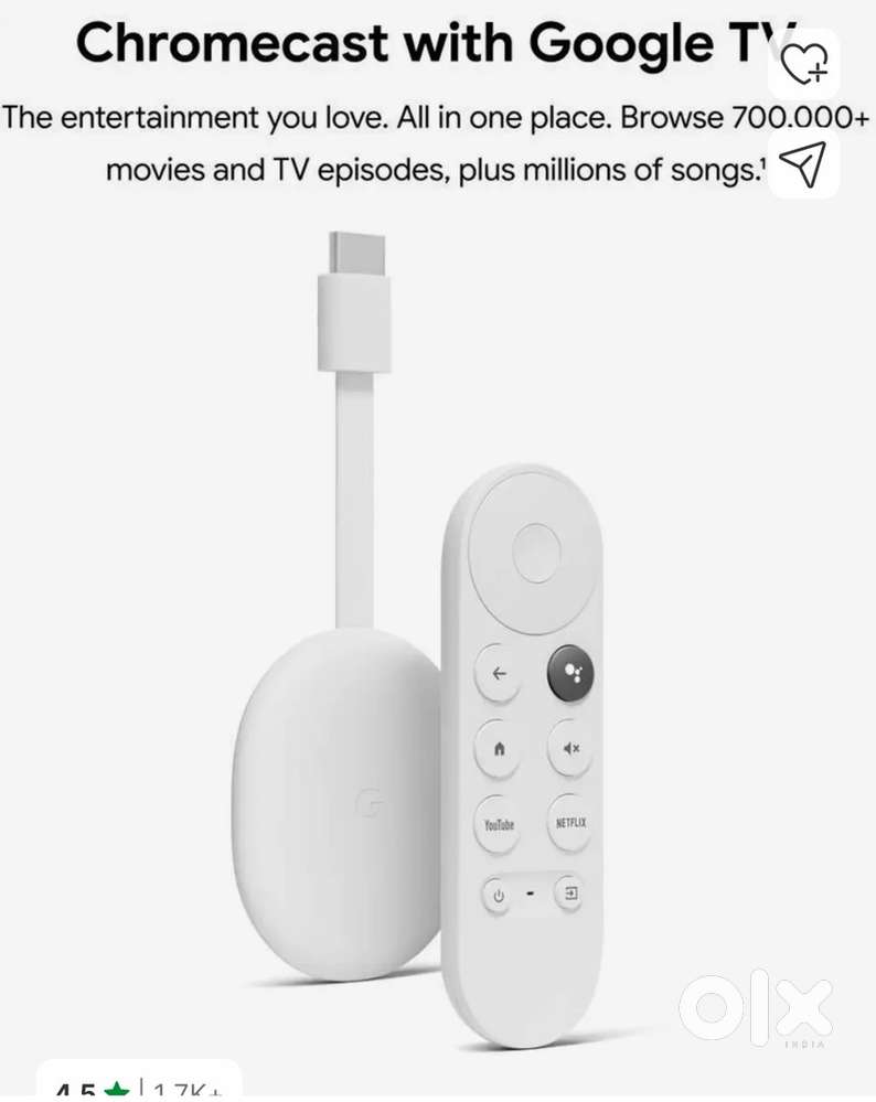 Google chromecast with tv (4k) media streaming device