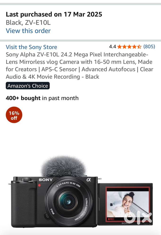 Sony ZV E10, Purchased on March 2025